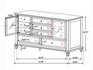 Coastal “Sandy Beach” Creamy White 11-Drawer Dresser RCD|113605