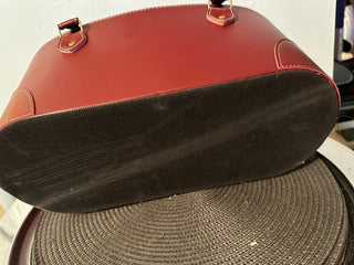 Basket Red Leather Open w/handles MTS|131323