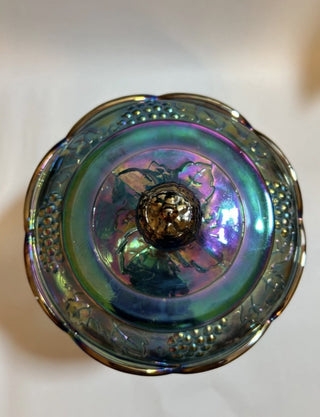 INDIANA GLASS Blue Harvest Grape Carnival Glass|70139
