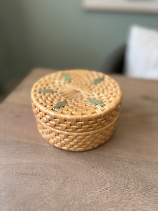 Straw woven coaster set with box|64122
