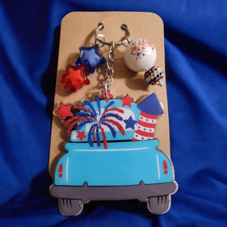 Keychain/Bag Tag: Patriotic Truck 3" Charm RSV|84631