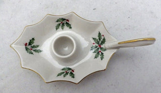 Lenox Holiday Dimension Holly Leaf Shaped Single Candle Holder #62 VV MTS|127800