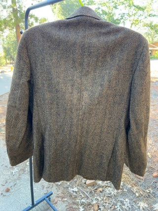 JP The Emporium CA vintage brown herringbone virgin wool sport coat