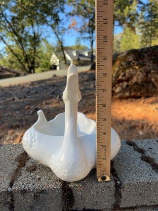 vintage Hull Pottery matte white swan or duck planter (Model #23) from the 1950s