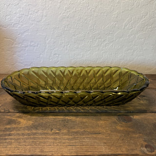 Vtg Indiana Glass Avocado Green Relish Dish MTS|125379