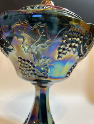 INDIANA GLASS Blue Harvest Grape Carnival Glass|70136