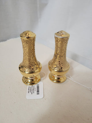 Vintage Art Deco Gold Salt & Pepper Shaker Set|82294