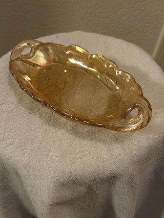 Vintage Indiana Glass Marigold Carnival Glass Sunflower Pattern Oval Bowl|53573