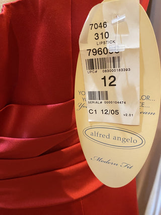 Stunning Alfred Angelo satin formal halter dress SZ 12 RCD