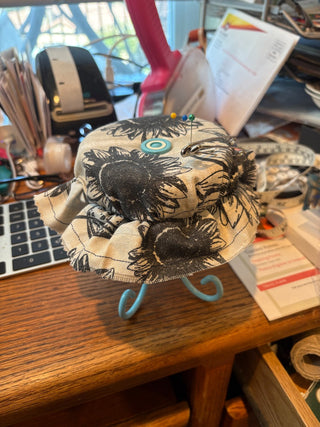 Pin Cushion on decorative teal colored metal stand 5"x5" RCD|108176