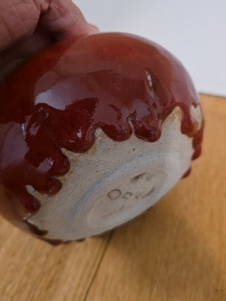 RF Heavy Red Drip Glaze Pottery Lidded Jar