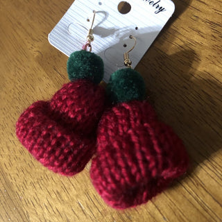 Ruby Knit Beanie Dangling Earrings RSV|135675
