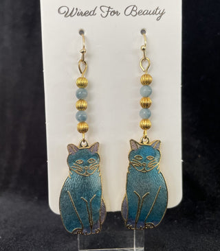 earrings, blue cat RSV