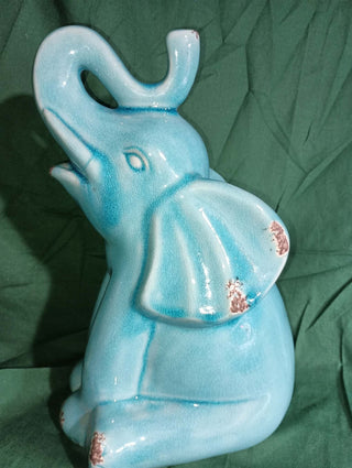 Large Ceramic Teal Elephant
