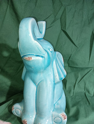 Large Ceramic Teal Elephant