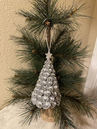 Vtg silver "shell and pearl" tree ornament RCD|136701