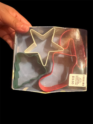 Set of 4 Christmas Cookie Cutters stocking, tree, star, and candy cane shape #63 VV MTS|134724