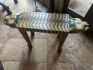 1950's Vintage Tiger Hand Painted Carved Wood Bench/table #63 VV MTS