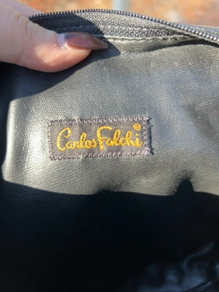 Vintage Carlos Falchi Black Leather Crossbody
