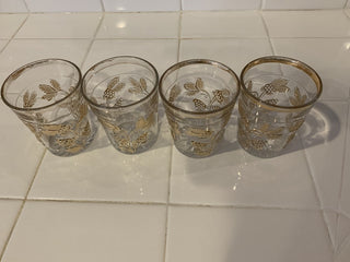 Jd-Mid Century gold accents pitcher w/4 glasses