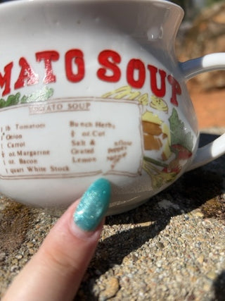 AS IS retro ceramic tomato soup recipe mug