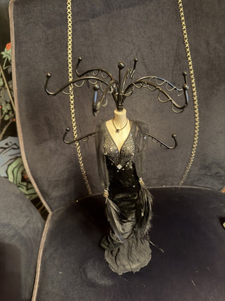 Vintage Jewelry holder body of lady in black velvet dress #62 VV MTS