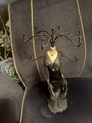 Vintage Jewelry holder body of lady in black velvet dress #62 VV MTS