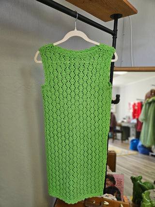 Vtg Green Knit Smock Dress Size S/M MTS|117916