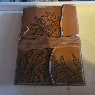 Brown faux leather junk journal w embossed floral|87758