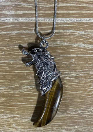 tiger's eye wolf pendant, 16" chain RSV