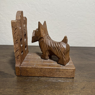 Vtg Carved Wood Scottie Dog Bookend RCD|87599