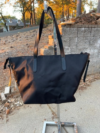Botkier New York Bond Black Nylon Tote Bag with Vegan Leather Trim