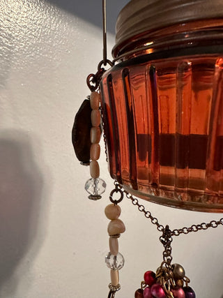 Suncatcher Lantern Amber Jar Tassel B  MTS|134114