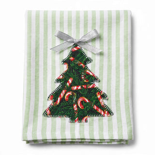 Christmas kitchen Towel GreenWhite Stripe App. Tree
