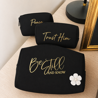 3PK COSMETIC BAGS - BE STILL/BLK.
