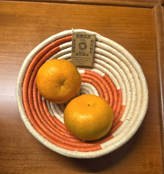 Handwoven African Raffia Basket Bowl - Artisan Decorative Piece