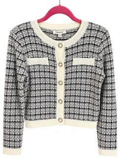 Francesca's Tweed Cardigan Sweater