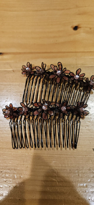 Violet floral hair combs, rare vintage hair accessories, RSV