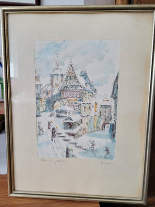 Colored Etching of Rothenburg ob der Tauber RCD