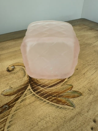 AJ - Small Frosted Pink Glass Basket