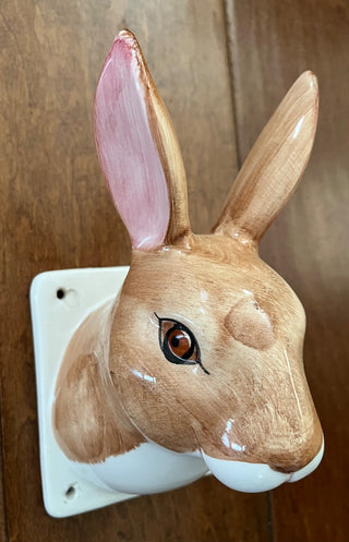 HAND PAINTED PORCELAIN BUNNY HEAD WALL HANGING ( KAT)|59061