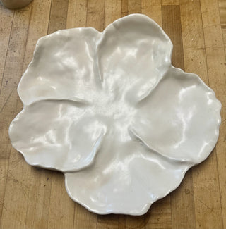 Vintage Heavy Clay Leaf Platter Matt White RSV|58025