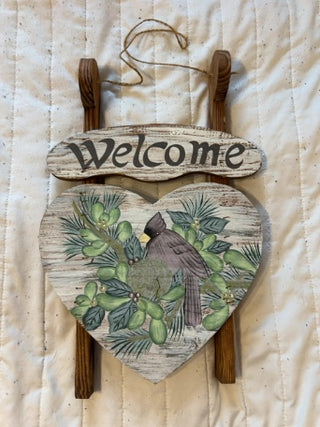 KW Rustic Farmhouse Winter Welcome Sign Cardinal