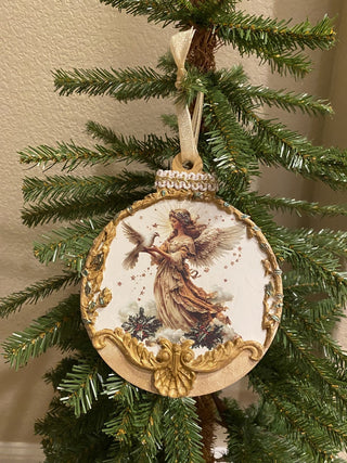Handcrafted large disc Angel ornament RCD