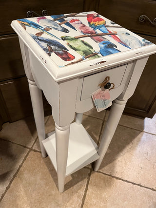 Lightly Distressed Tropical Parrot Table w/Drawer RSV|110075