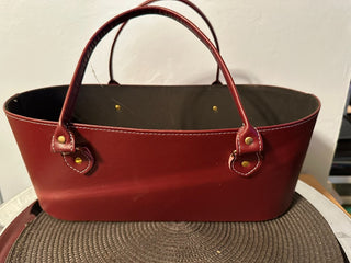 Basket Red Leather Open w/handles MTS|131320