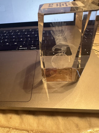 Eagle on world  3D Laser Etched Crystal Glass Prism Cube paperweight  3" X2" X 2" #62 VV MTS