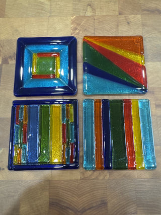 AJ - Rainbow Glass Coaster Set of 4 MTS|63513