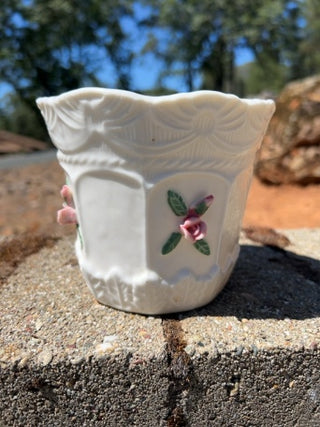 JP 4” Bloom-Rite Porcelain 3D Pink Rose Planter