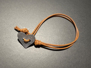 brown bracelet with metal heart RSV|87349